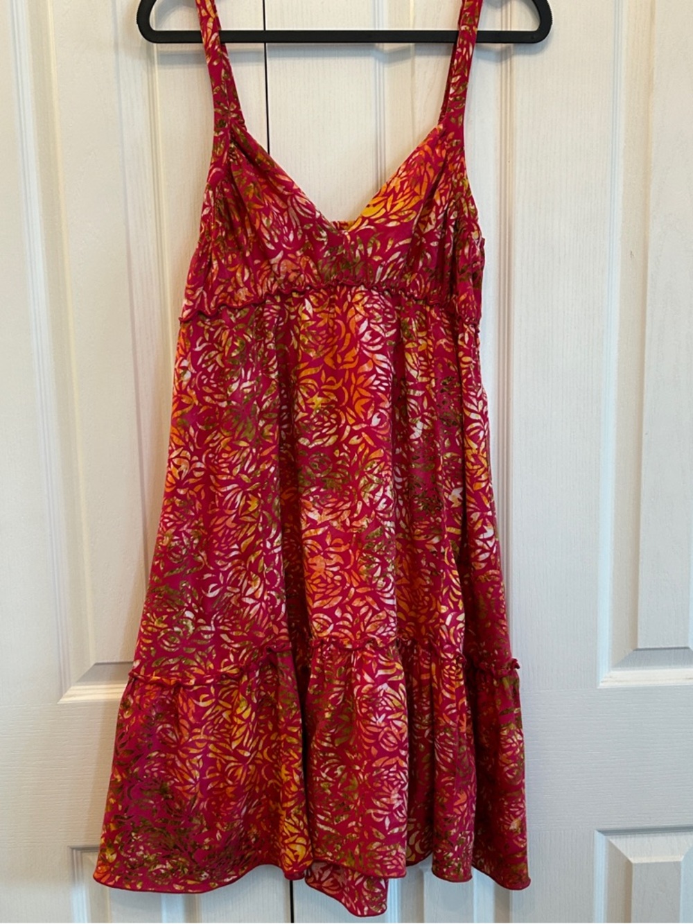 Lake Shore Floral Rayon Dress Pink Tropical Summer L EUC